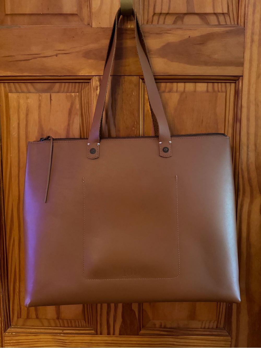 FEED Leather Tote Bag in Medium Brown - Picture 3 of 5